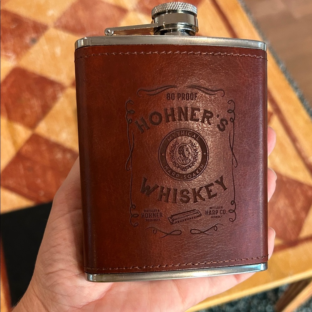 Hohner Brown Leather Flask Set - Picture 2 of 6